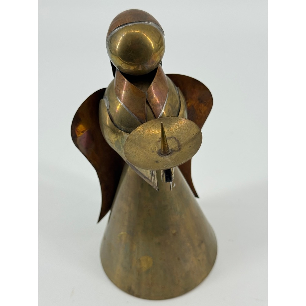 Vintage Brass Copper Angel Candle Holder Gold Mixed Metal Vintage
